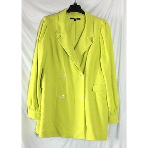 RTR Black Halo Women’s Coat Dress Double Breasted Size 18 Short Chartreuse Flaw